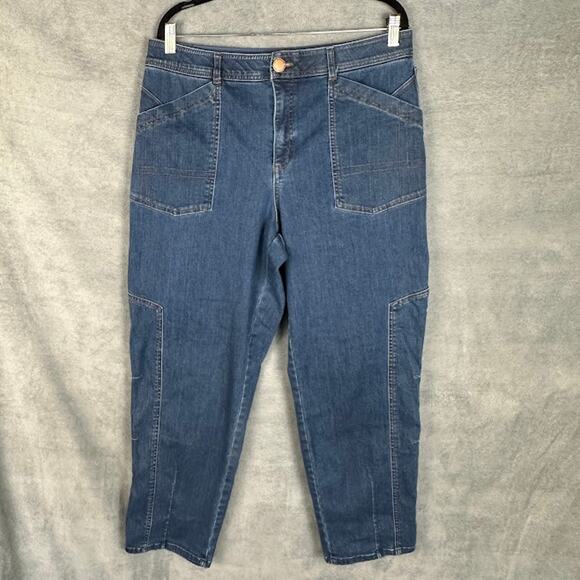 Democracy Ab-Technology Jeans Womens 16 Blue Straight Stretch Pockets Cropped - Picture 1 of 13